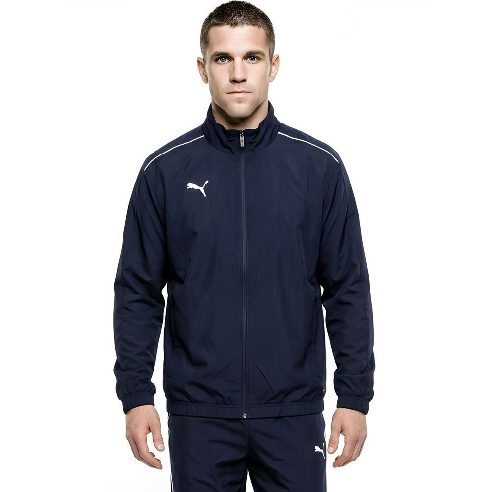 Puma Navy Blue Mens Performance Light Weight Zipper Windbreaker Jacket Size L